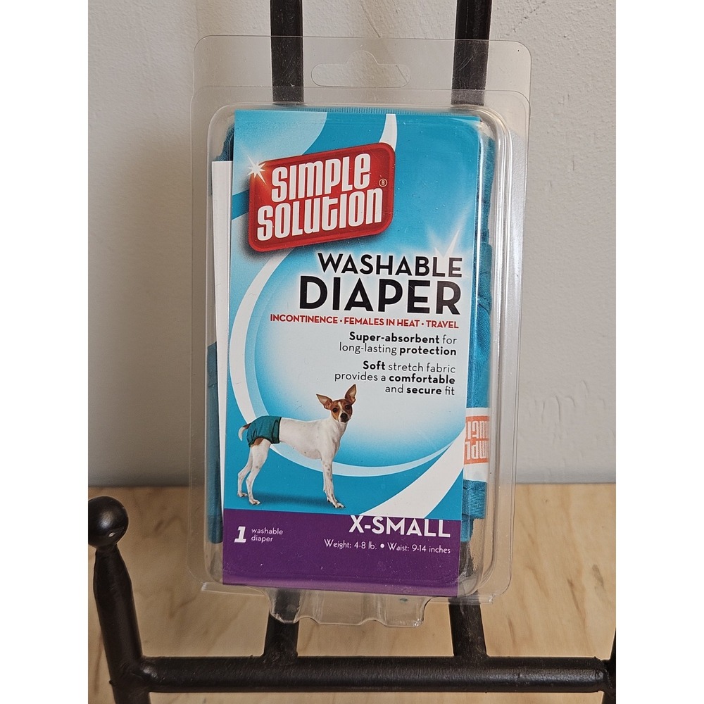Simple Solution Washable Dog Diaper X-Small XS 4-8 lb Reusable Teal New Sealed